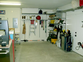Center view of a non-working garage